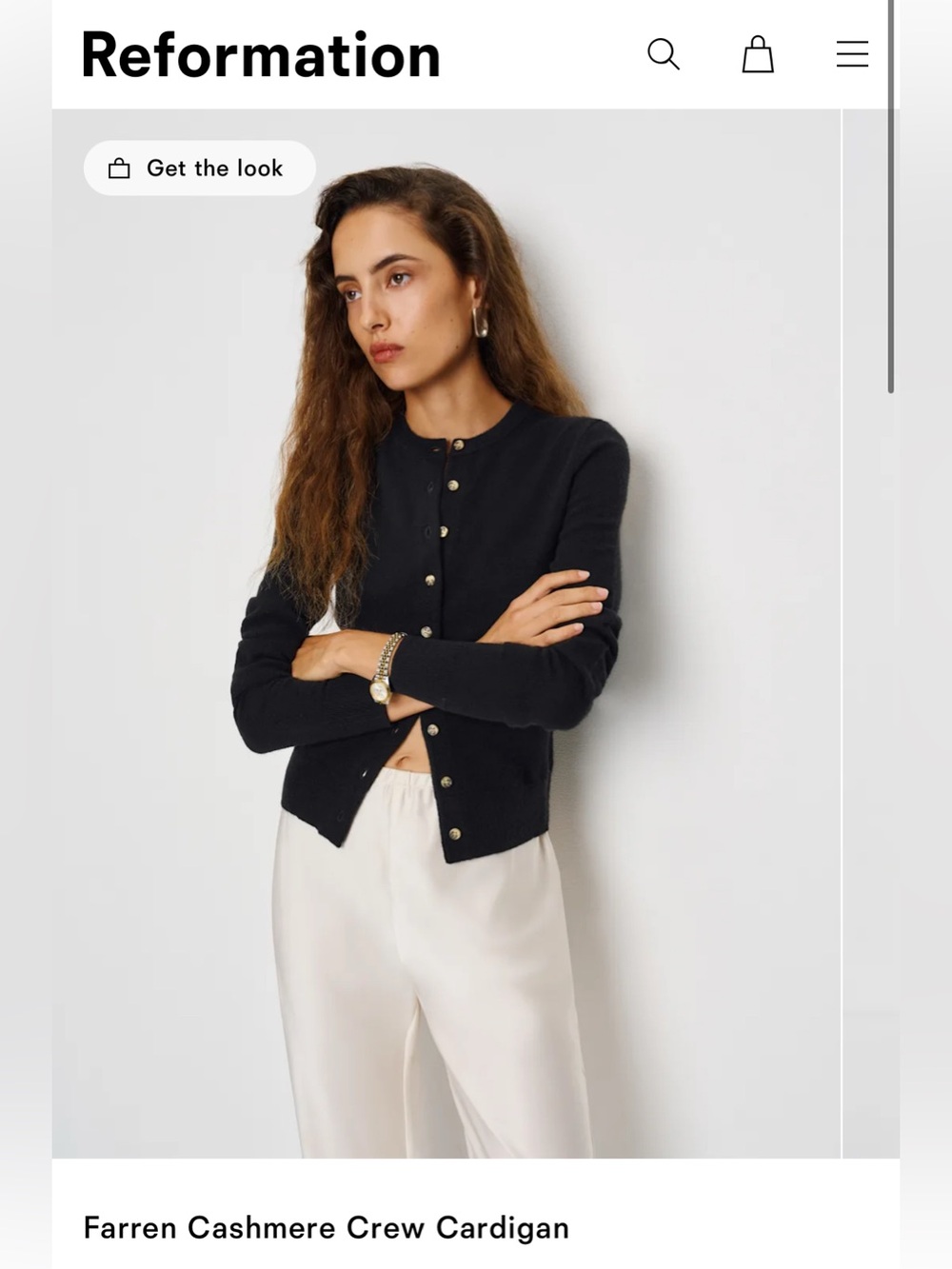 Reformation Farren Cashmere Crew Cardigan NWT